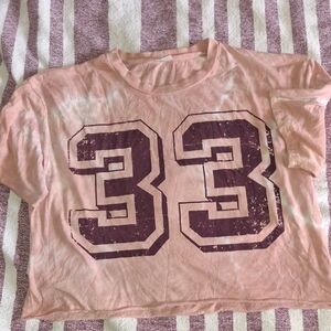 Pink Crop Top with Number '33' Graphic